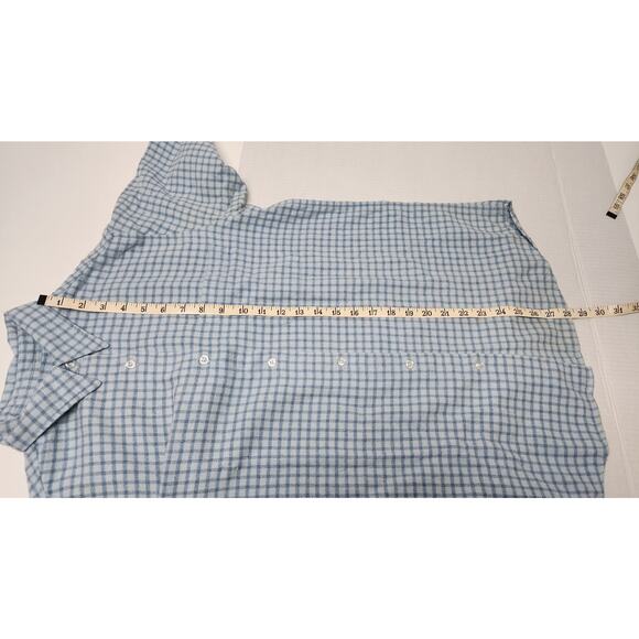 Eddie Bauer Two Tone Blue  Long Sleeve Plaid 100 % Cotton Flannel Shirt W Med - Picture 5 of 11